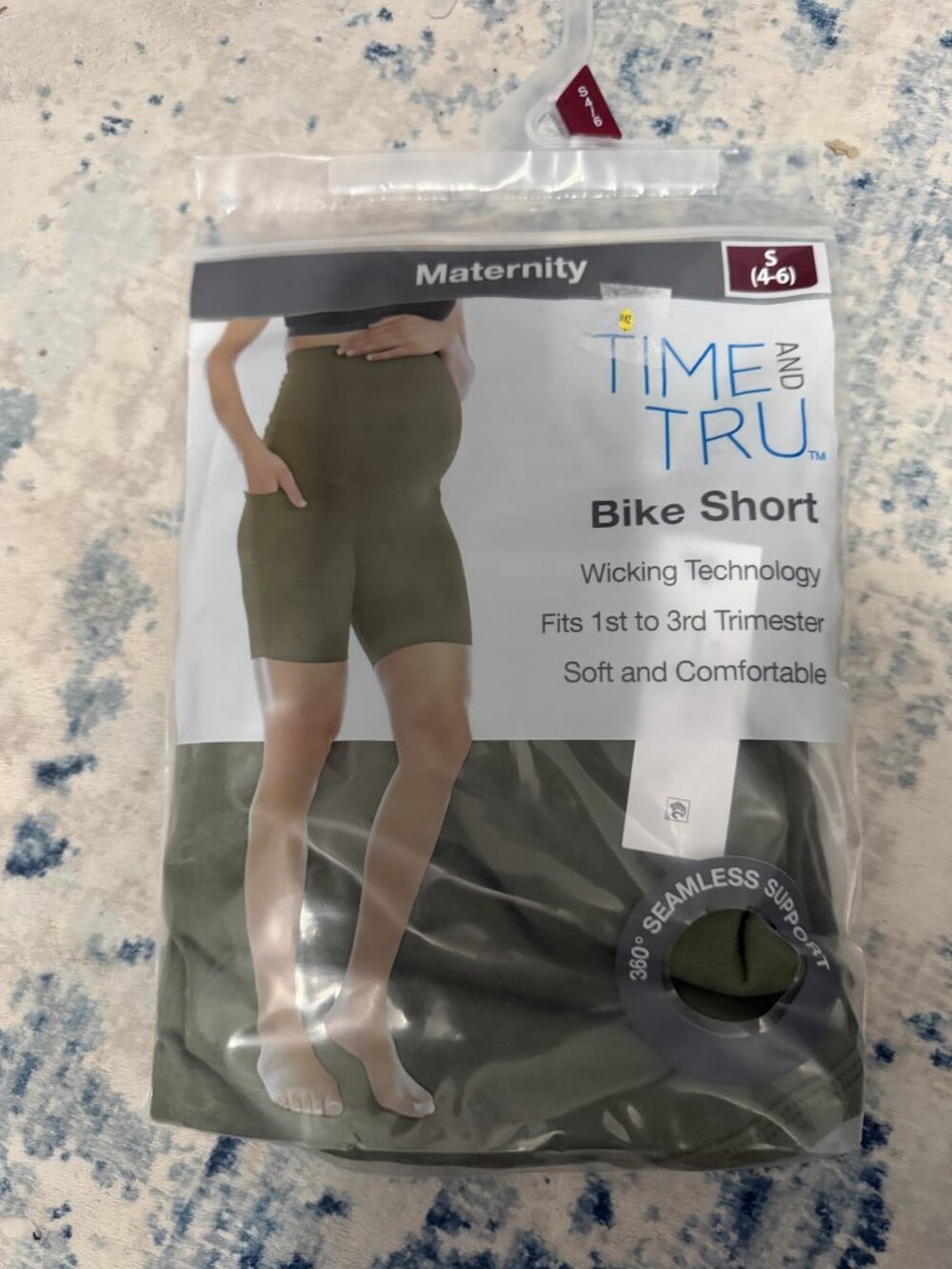 Time and Tru Maternity Bike Shorts Olive Green Small (4-6)
